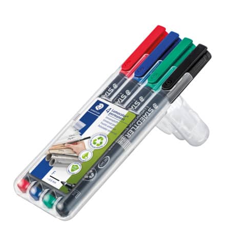 Penne a punta sintetica Staedtler Lumocolor permanent pen 318 F assortiti astuccio da 4 pezzi - 318 WP4